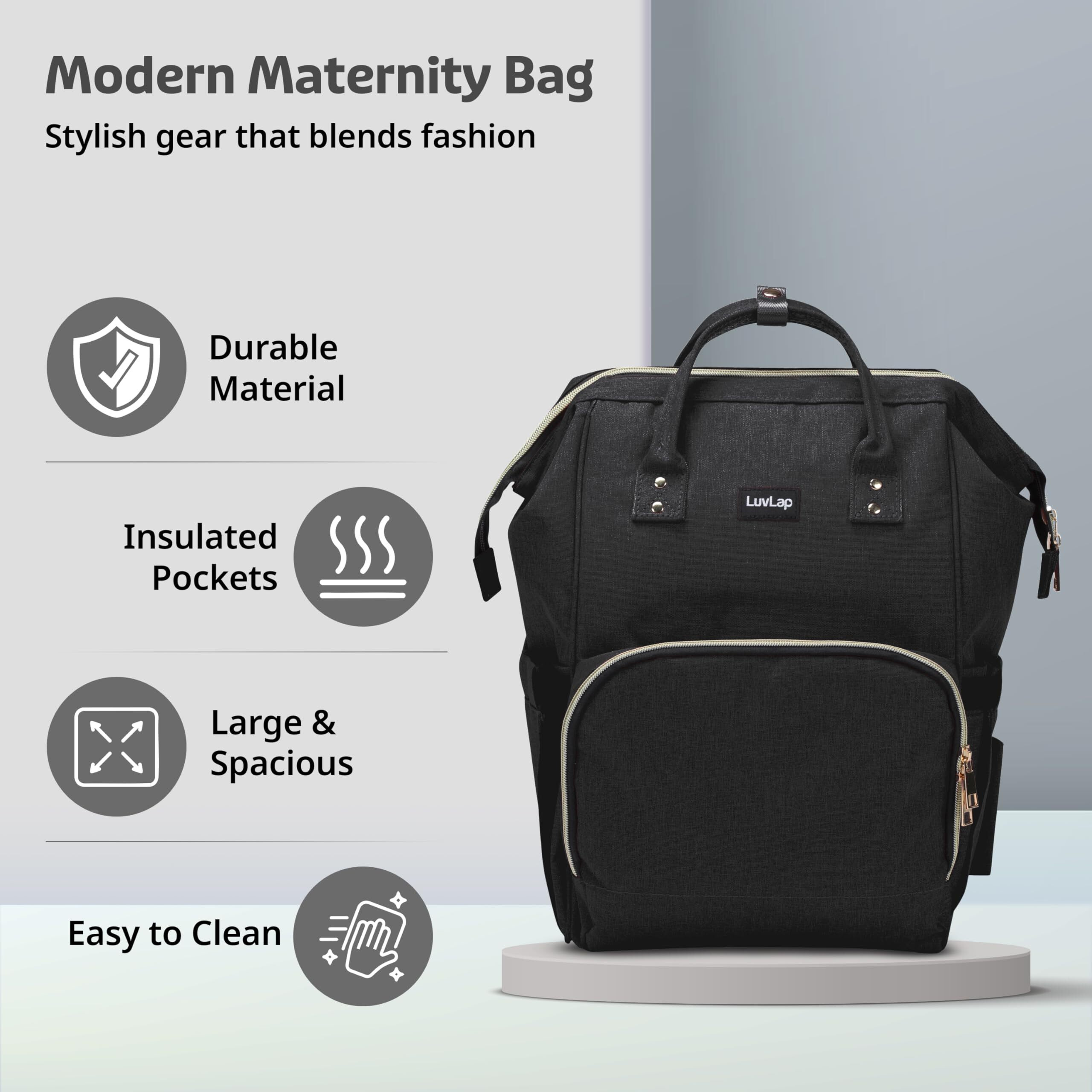 LuvLap Lily Travel Multifunctional Waterproof Diaper Bag-Backpack Cum Tote bag (Black)