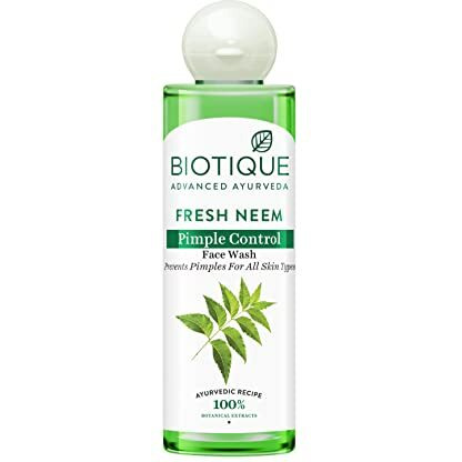Biotique Fresh Neem Pimple Control Face Wash| Ayurvedic and Organically Pure| Prevents Pimples |100% Botanical Extracts| Suitable for All Skin Types | 200mL