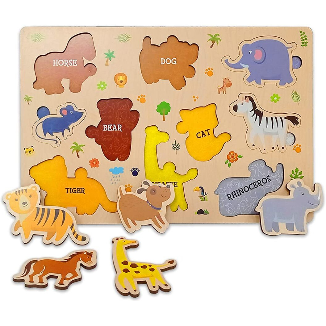 Webby Wooden Educational Colorful Fruits, Vegetables, Sea Animals Public Transport, Shapes, Animals | Educational Toys | Wooden Puzzles - Set of 6, Multicolor, Kid