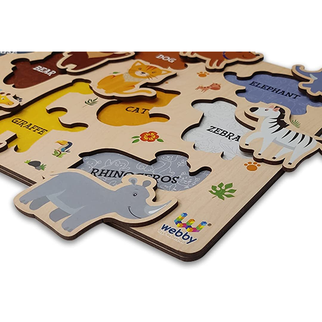Webby Wooden Educational Colorful Fruits, Vegetables, Sea Animals Public Transport, Shapes, Animals | Educational Toys | Wooden Puzzles - Set of 6, Multicolor, Kid
