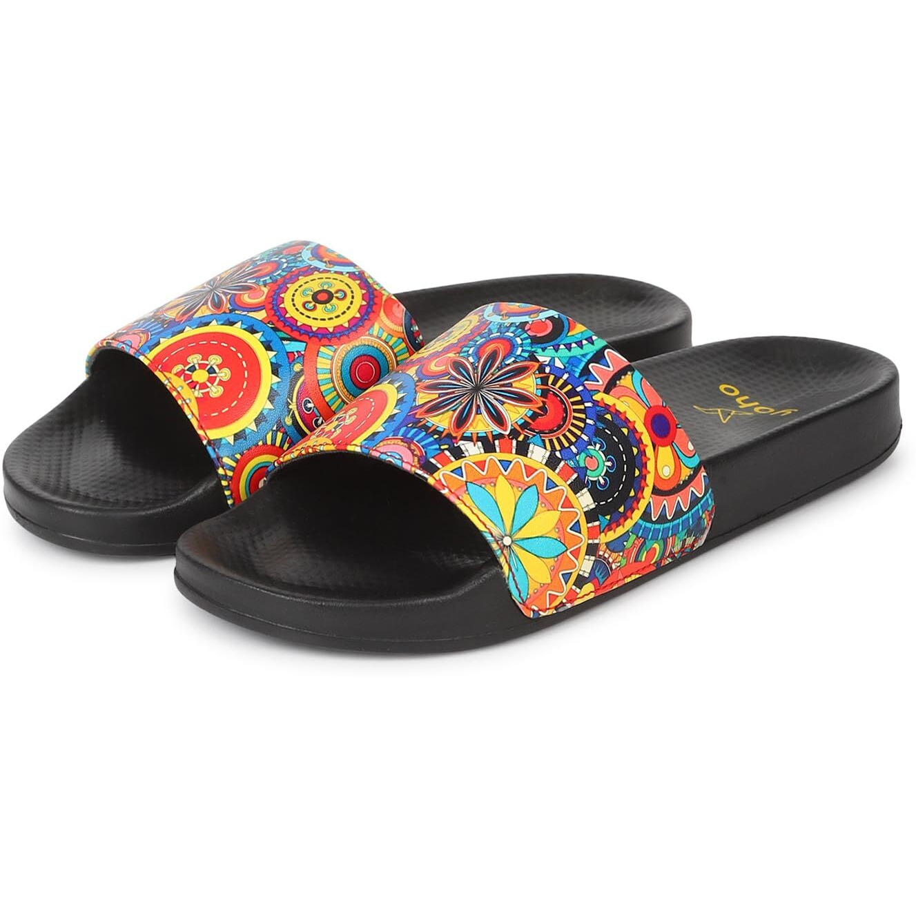 YOHO Tropica Printed Comfortable Women Slides | Stylish & Waterproof | Soft Inner Lining On Strap