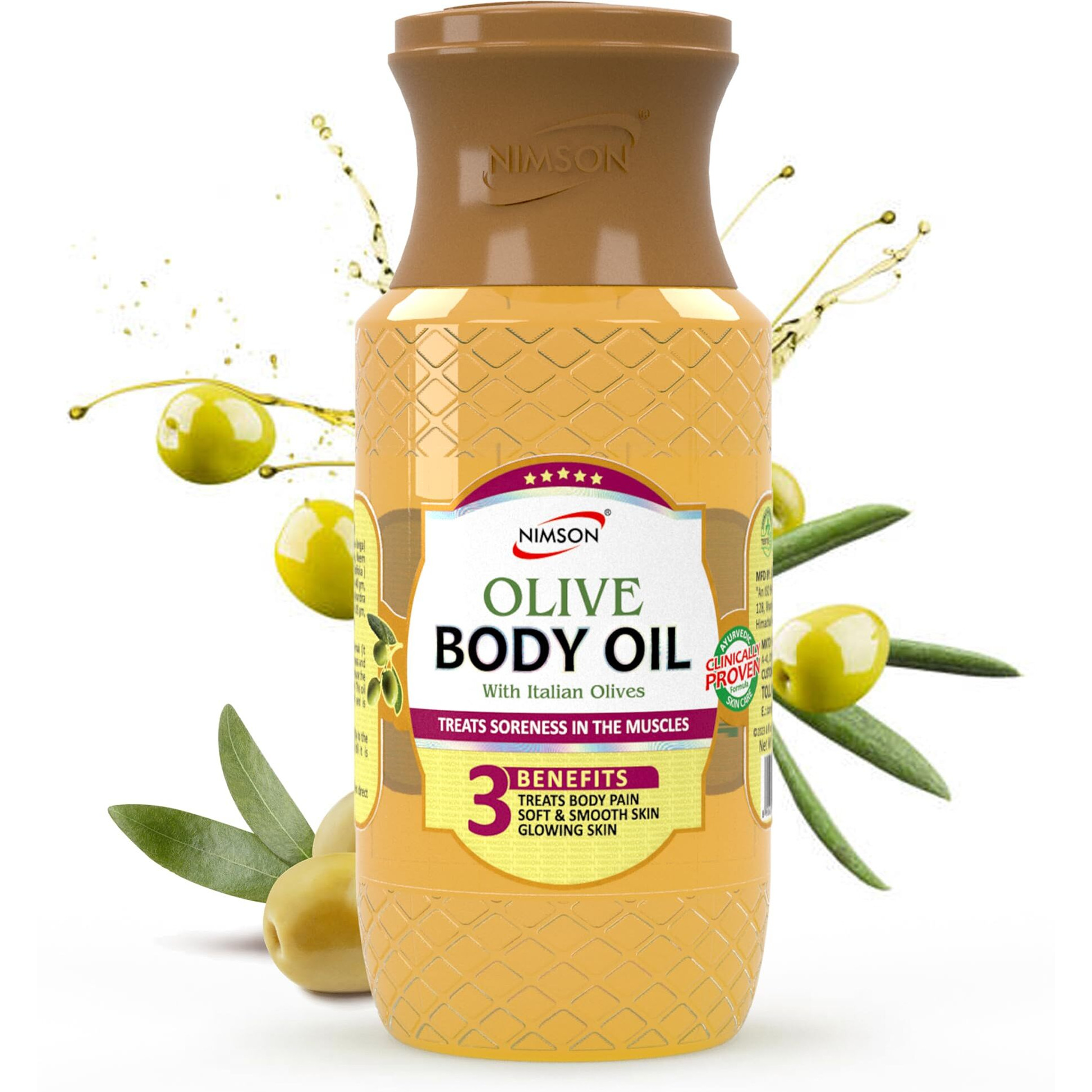 Nimson Olive Body Oil | Deep Moisturization, Soothing Relief | Italian Olives, Hydrating Formula | 500ml Bottle | Dry Skin, Radiant Glow, Ethically Sourced