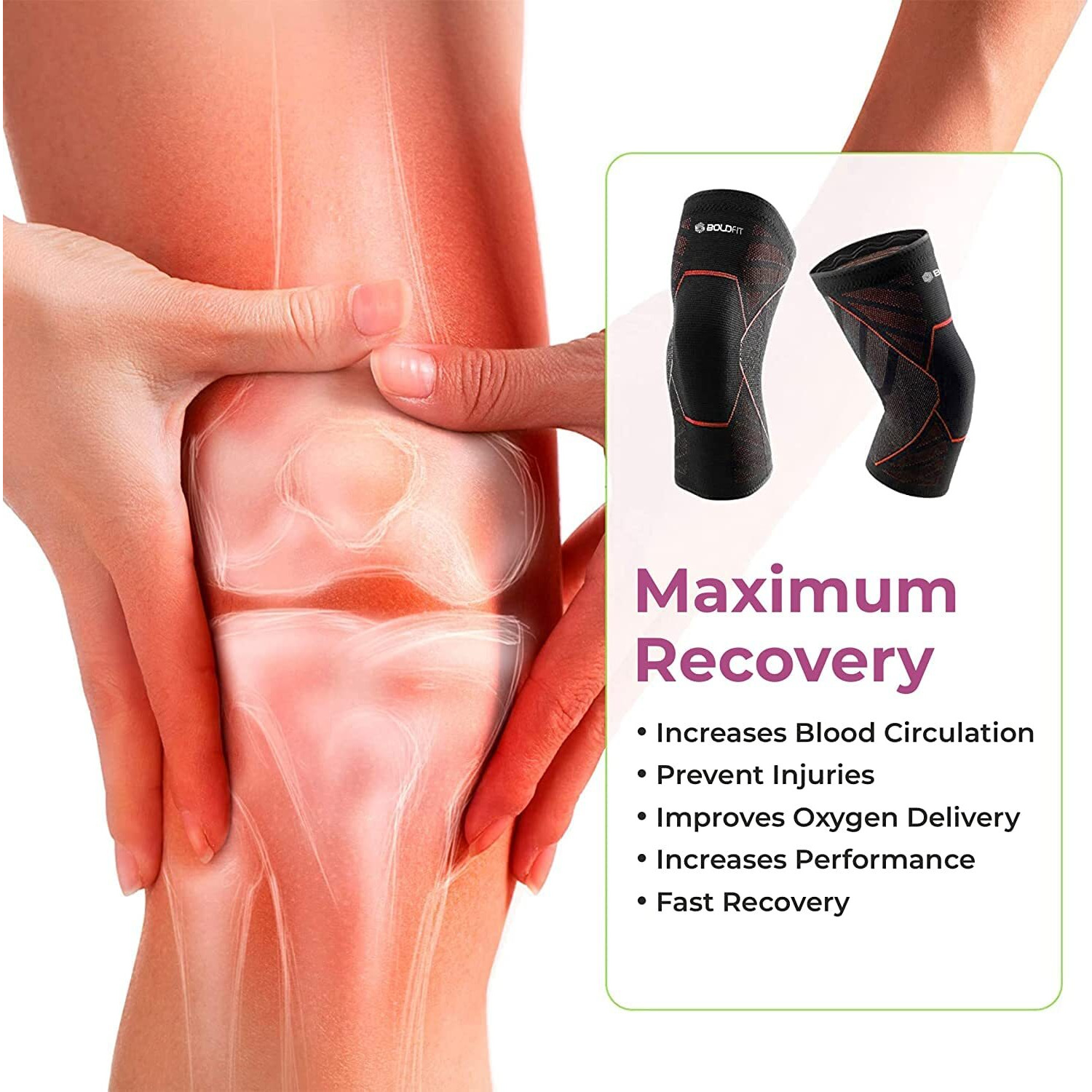 Boldfit Nylon Knee Support, Knee Caps, Knee Brace For Knee Pain Relief Products, Knee Pad Leg Sleeves, Gym Squats Knee Belt Knee Support For Men and Women-Red, XL