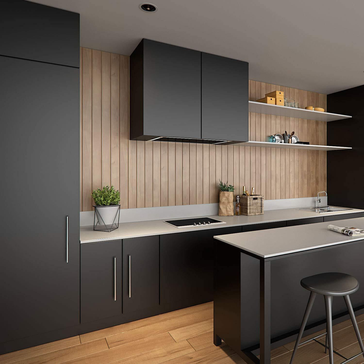 wolpin Wall Sticker Wallpaper (45 X 600 Cm) Solid Colour Home Renovation Diy Project, Gift Wrapper, Furniture, Fridge, Refrigerator, Kitchen Cupboard, Cabinets, Black, Self-Adhesive