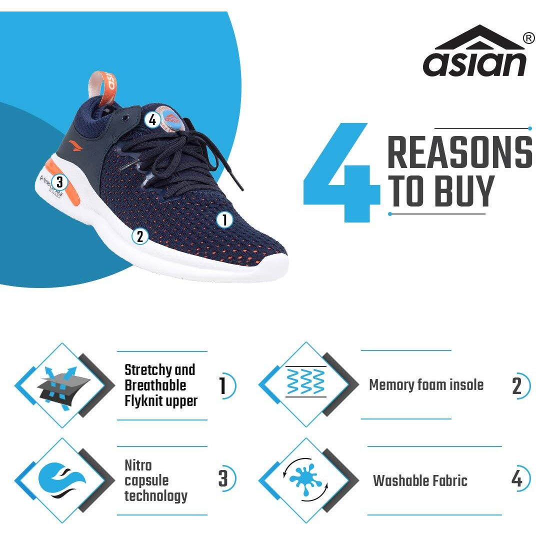ASIAN Men s Easily Washable Lightweight, Orthopedic Breathable Knitted Upper Memory Casual Shoes (Creta-12)