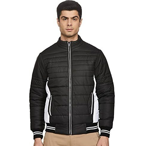 Qube By Fort Collins Men Nylon s Solid Jacket (1265_Black_M_Black_Medium)