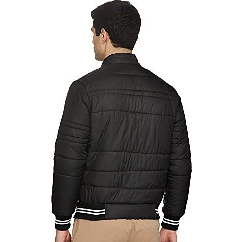 Qube By Fort Collins Men Nylon s Solid Jacket (1265_Black_M_Black_Medium)