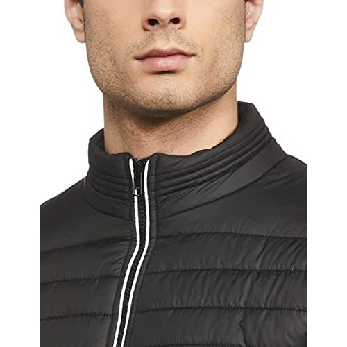 Qube By Fort Collins Men Nylon s Solid Jacket (1265_Black_M_Black_Medium)