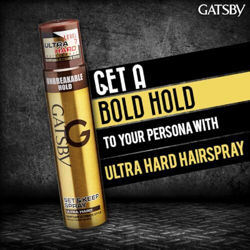 Gatsby Set & Keep Hair Spray - Ultra Hard 250ml | Quick Drying, Long Lasting Hold, No Flaking, Natural Shine, & Easy Wash Off | Contains UV Ray Protector | Hair Spray For Salon Like Finish