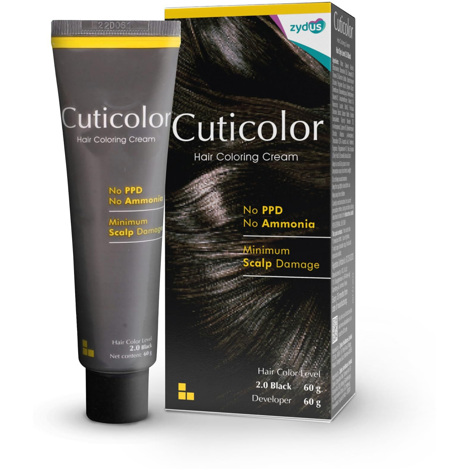 Cuticolor Permanent Hair Color Cream| Dr prescribed| Eco Mechanism for Preserving Scalp Health| No Ammonia| No PPD| Enriched with Portulaca & Boseivela Extracts - Black (120g)