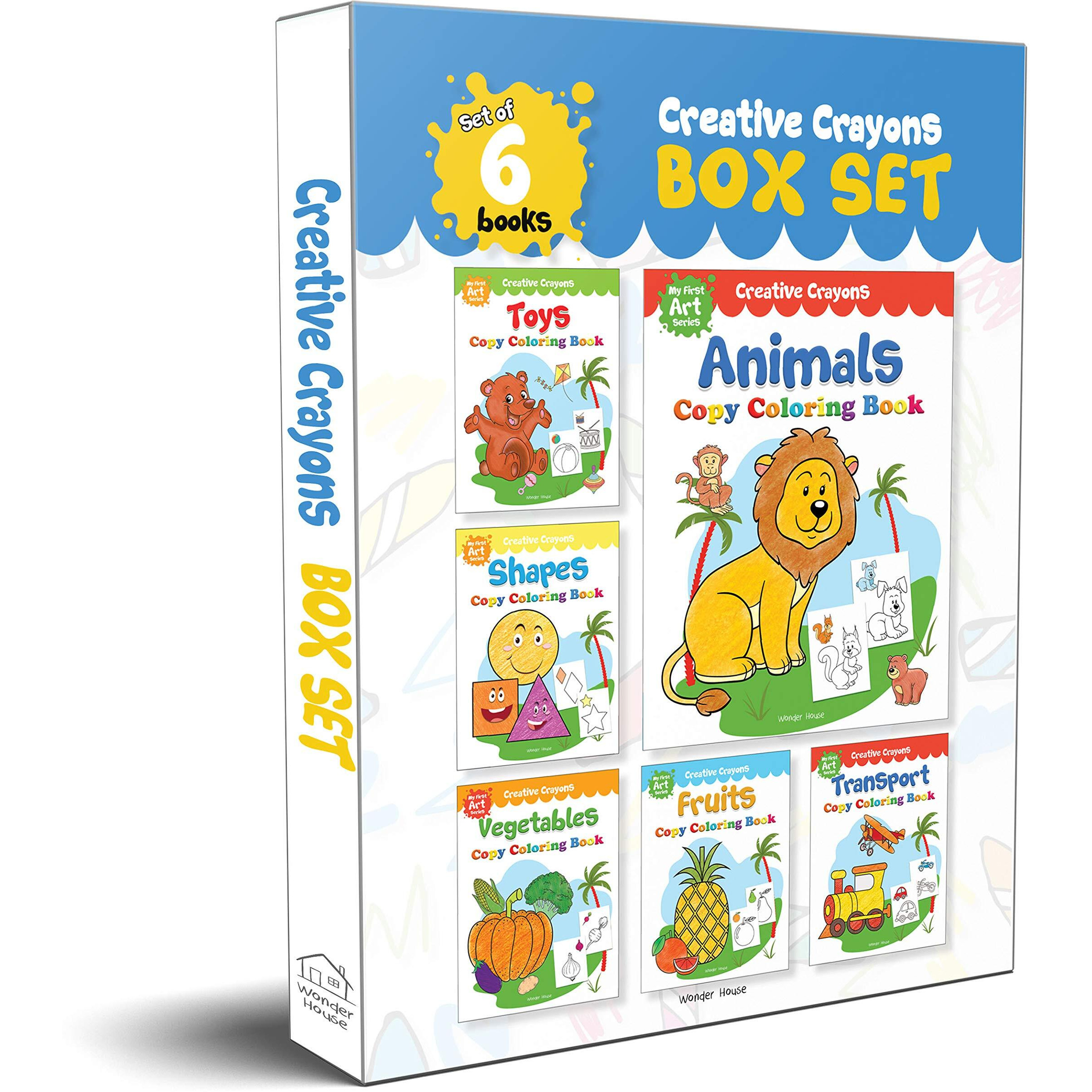 Colouring Books Super Boxset Pack of 6 Crayon Copy Colour Books for Kids