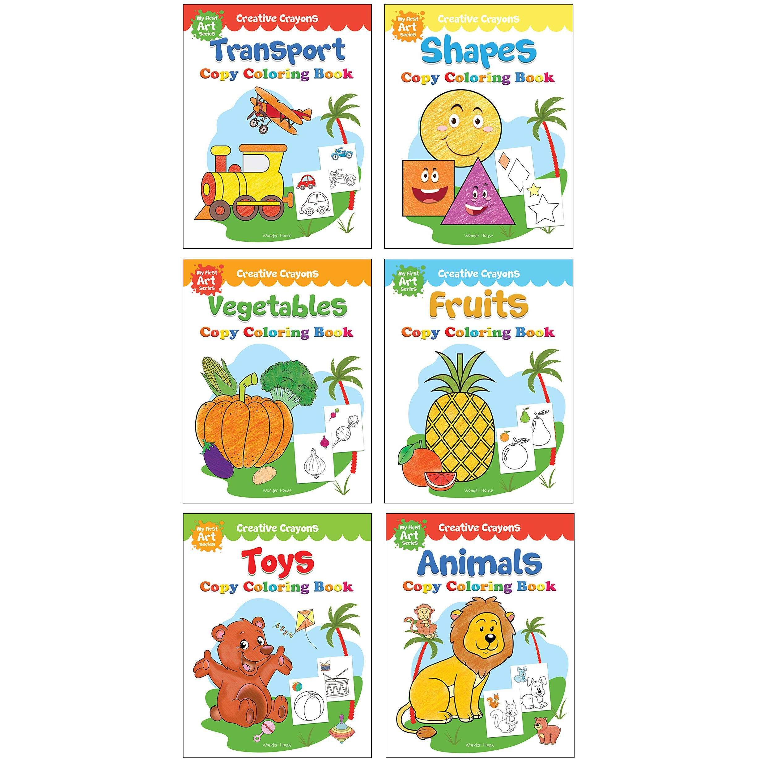 Colouring Books Super Boxset Pack of 6 Crayon Copy Colour Books for Kids