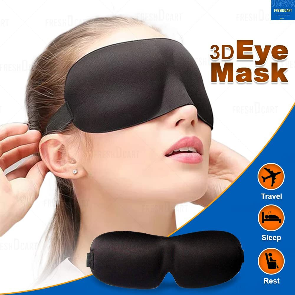 FreshDcart Polyester Super Soft Meditation Mask Black Eye Vision & Smooth Travel Band For Sleep Eye In Day/Night For Men Women Boys Girls (Fdc-Black)