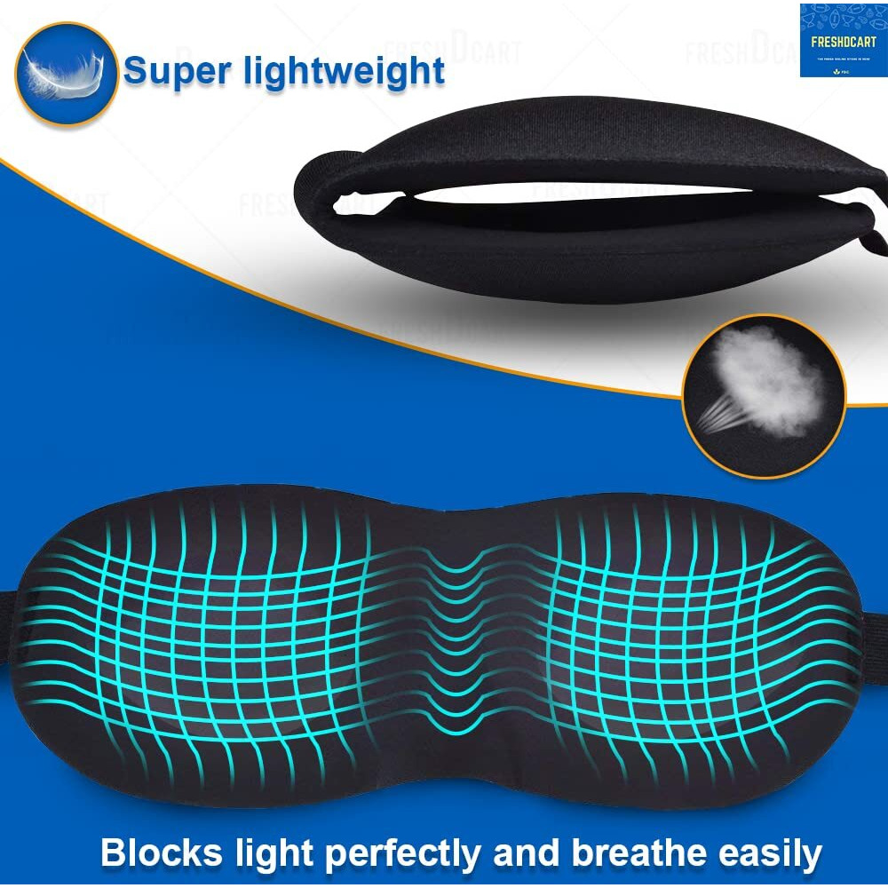 FreshDcart Polyester Super Soft Meditation Mask Black Eye Vision & Smooth Travel Band For Sleep Eye In Day/Night For Men Women Boys Girls (Fdc-Black)