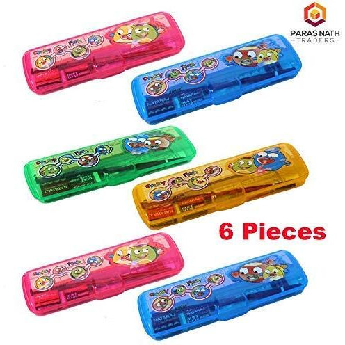 LUCID...We Build Relations Pencil Case Set( Pack Of 6) For School Use With Branded Stationery For Return Gift Purpose With Complementary Gift Wrap,Plastic,Multicolor, Kids