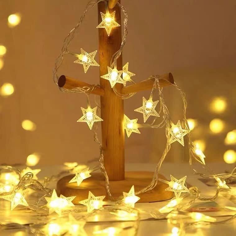 fizzytech Plastic Star Fairy String Lights Of Home Decoration Diwali Light For Party Birthday Diwali Christmas Navratri Valentine Gift And Lights Of Home Decoration (12 Meter 60 Led, Warm White)