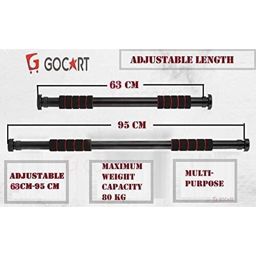 GOCART WITH G LOGO Chrome Plated Pull-Up Bar Doorway Gym Exercise Chin up for Home Gym with Adjustable Width 63 CM to 95CM Holds up to 80KG