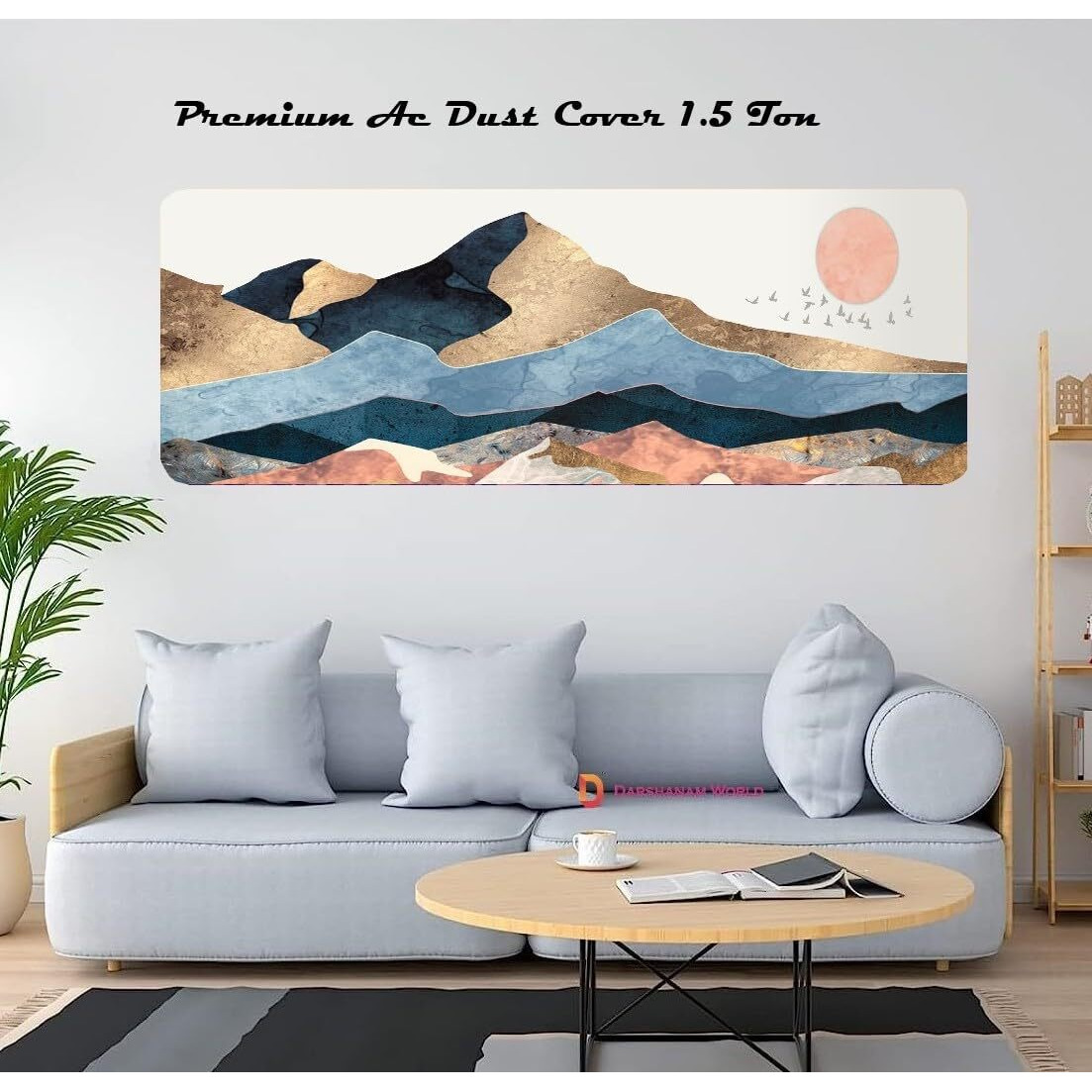 DARSHANAM WORLD Polyester New Printed Air Conditioning Dust Cover Folding Designer Ac Cover For Indoor Split Ac 1.5 Ton (97 X 31 X 21 .5Cm | Printed)