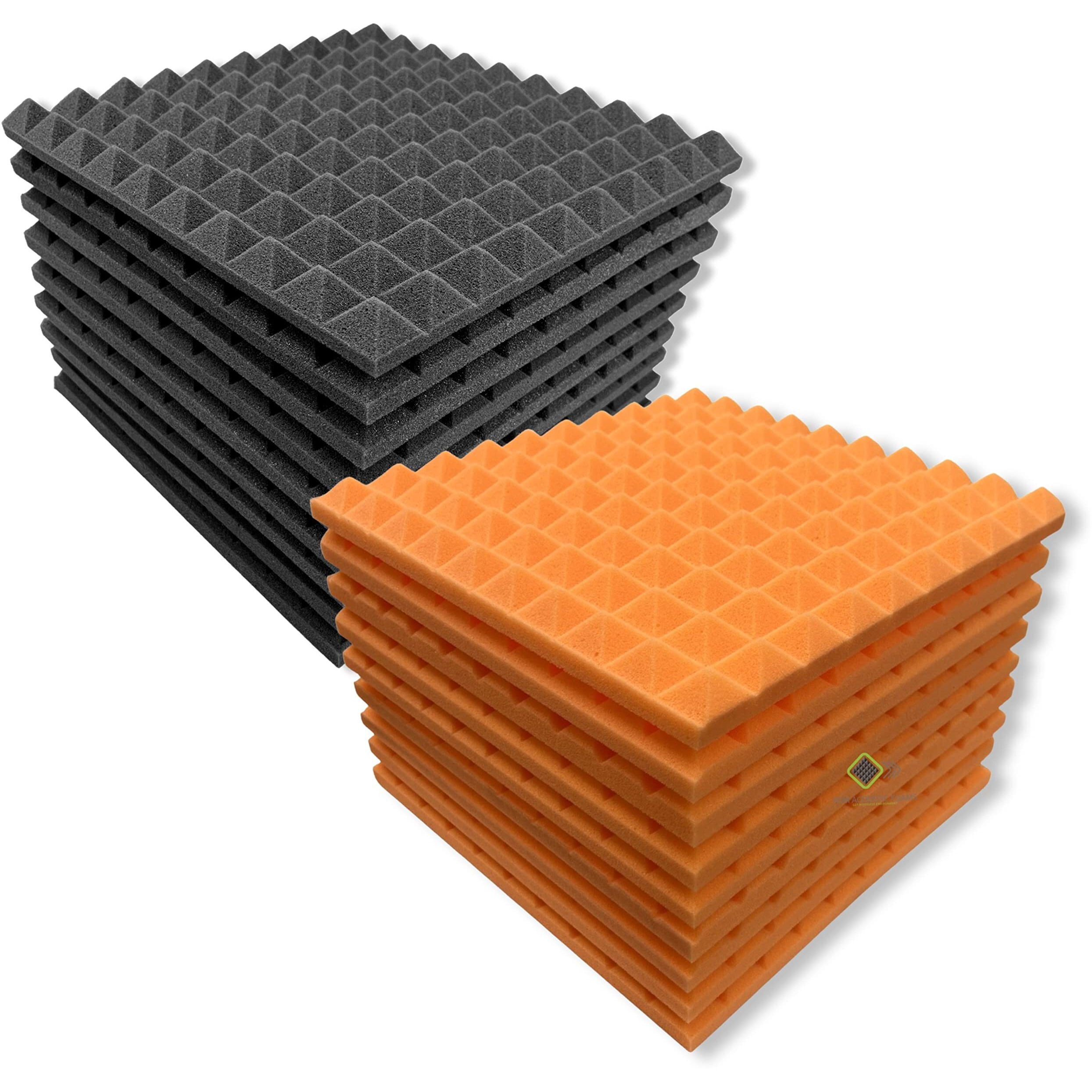 YGM Acoustic Foams Pyramid Soundproofing Studio (Set of 18) Acoustic Foam 1 x1  - 1 Inches (Orange & Black)