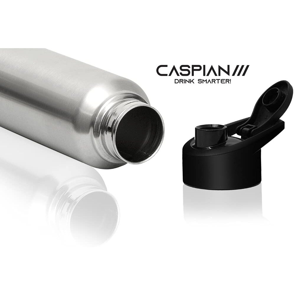 CASPIAN /// Hike Stainless Steel Sipper Water Bottle (Silver, 1 Litre, Set of 1)| Leak Proof Thunder for Fridge Home Office Travel School Kids Boys Girls Adults Sports Gym Yoga