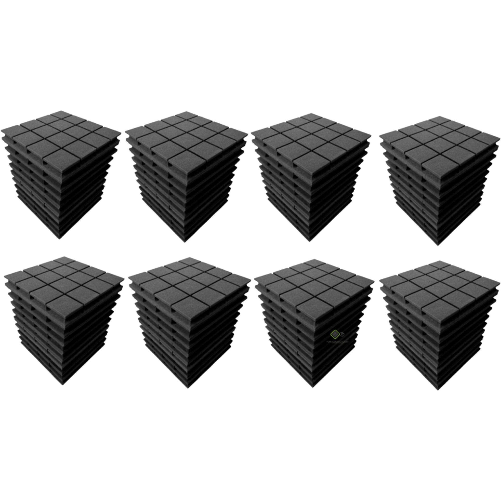 YGM Acoustic Foams Turbo Acoustic Panels, 12  X 12  X 2 , 50 Density Soundproofing Studio Noise, Echo Reduction and Absorption Panels, 3D Structure (Charcoal Black) (Set of 72)
