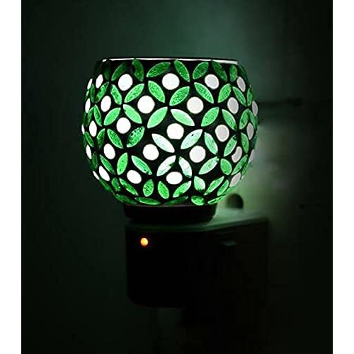 Revwd Kapoor Dani Electrical Camphor Diffuser Glass with On/Off Switch to Toggle Between Burner and Lamp (Green Kapoordani)