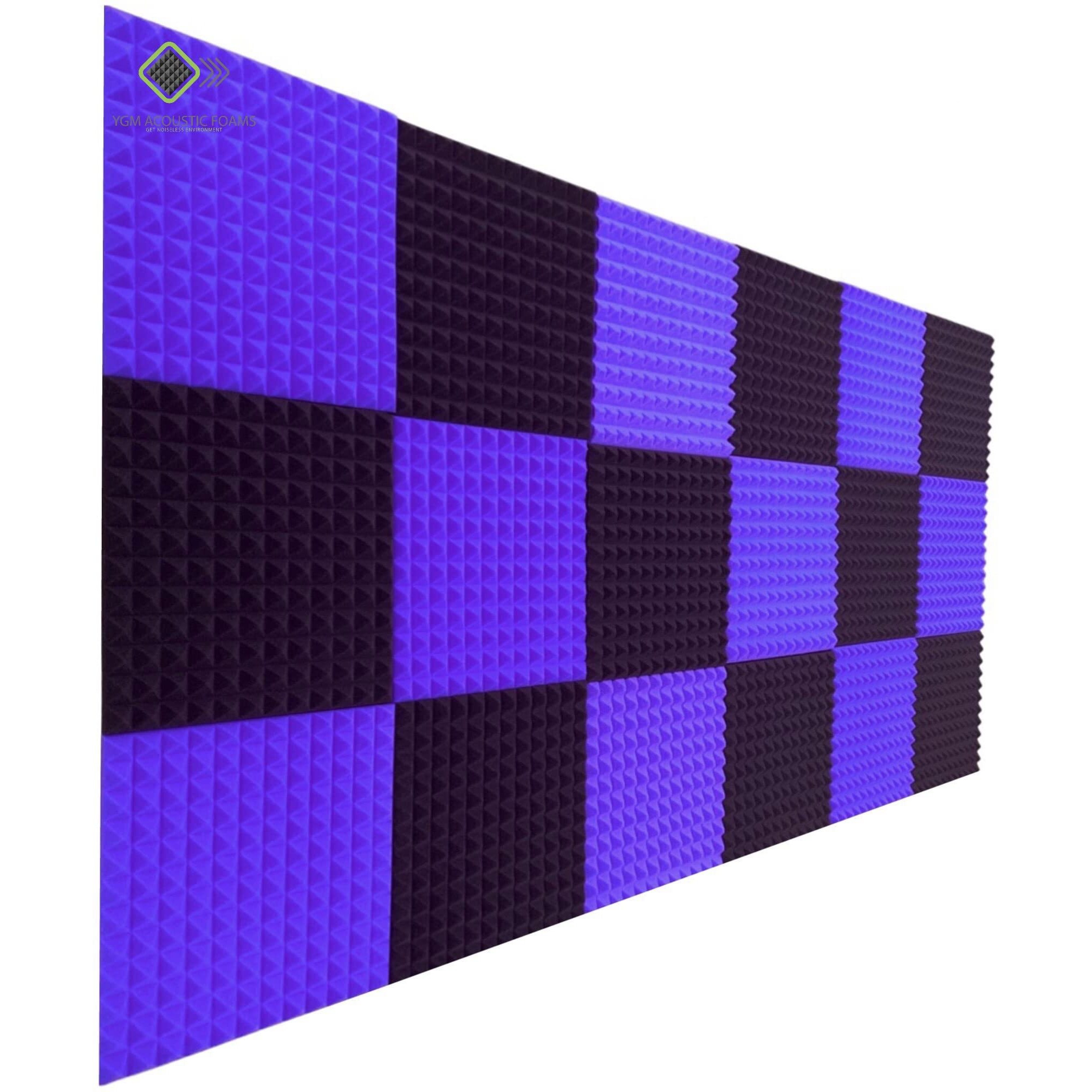 YGM Acoustic Foams Pyramid Soundproofing Studio (Set of 18) Acoustic Foam 1 x1  - 1 Inches (Purple & Black)