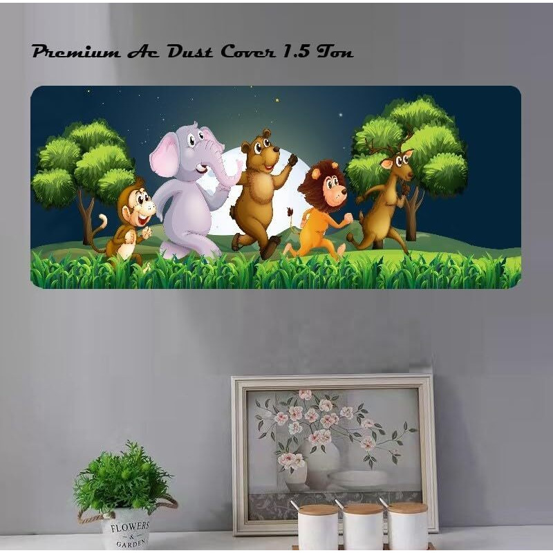 DARSHANAM WORLD Polyester New Printed Air Conditioning Dust Cover Folding Designer Ac Cover For Indoor Split Ac 1.5 Ton (97 X 31 X 21 .5Cm | Printed)