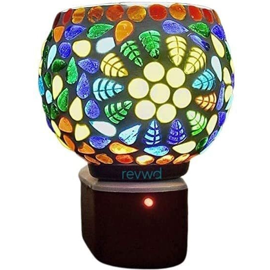Revwd Kapoor Dani Electrical Camphor Diffuser Glass with On/Off Switch to Toggle Between Burner and Lamp Electrical Night Lamp for Office, Home (Fulpatti)