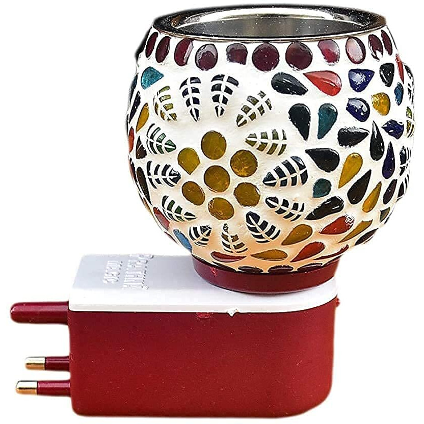 Revwd Kapoor Dani Electrical Camphor Diffuser Glass with On/Off Switch to Toggle Between Burner and Lamp Electrical Night Lamp for Office, Home (Fulpatti)