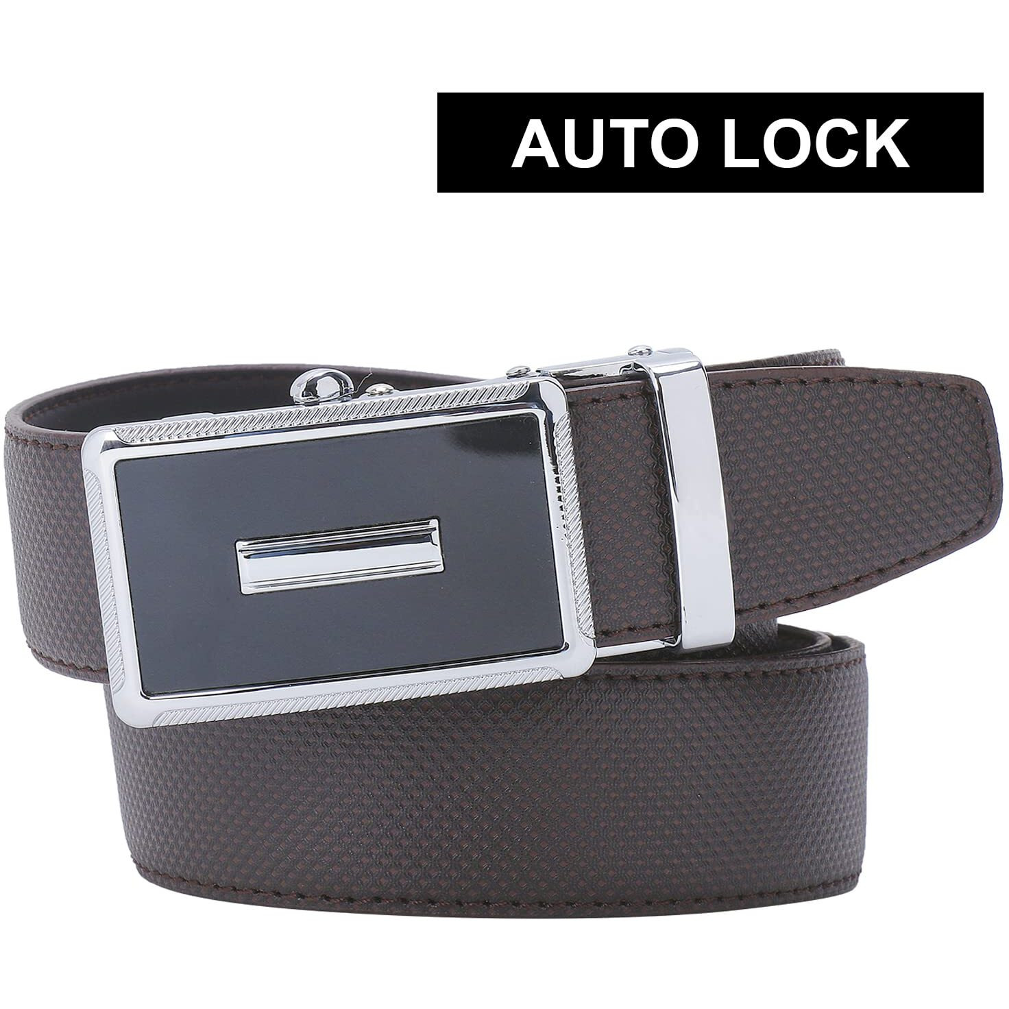 Labnoft Men s Pu Leather Auto Lock Belt (Brown)