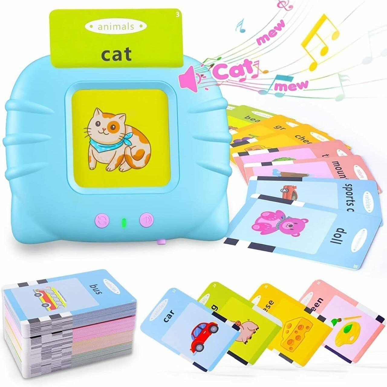 JASIFS Flash Cards for Babies Kids 1 to 3 Year Old Boys and Girls Electronic Voice Learning Preschool Early Education 112 Piece 224 Words Kids Birthday Gift