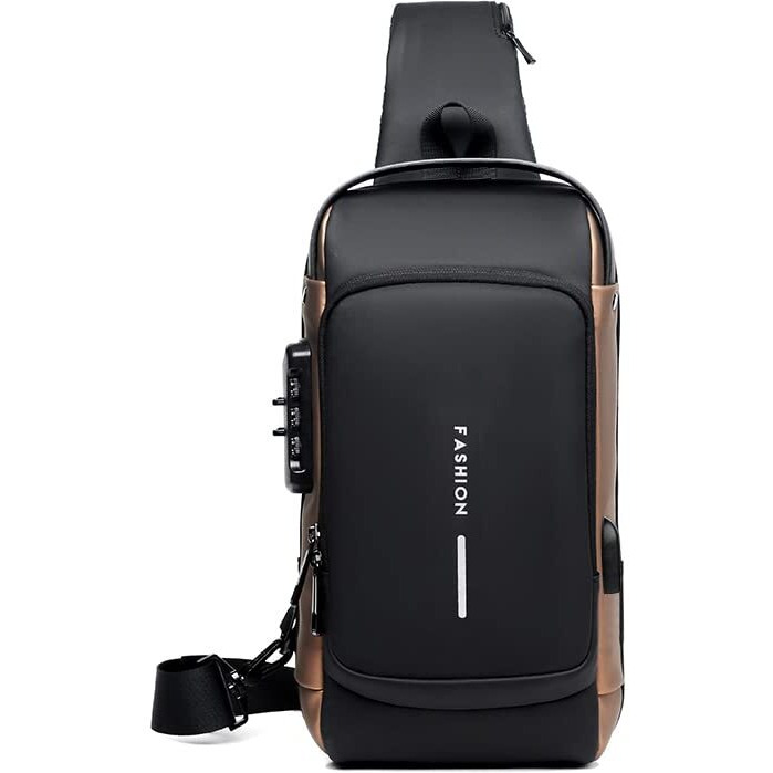 BROGBUS Leather Men Bag Casual Business Messenger Bag for Cross body Bag Male Shoulder Bags Leather Sling Messenger Bag (Black)
