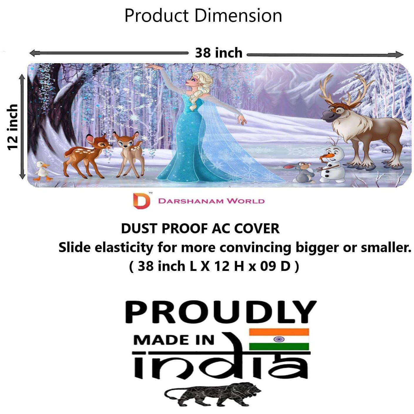 DARSHANAM WORLD Polyester Beatiful Designer Ac Cover For 1.5 Ton/ Printed Air Conditioning Dust Cover Folding Design Cover For Indoor And All Type Ac Split Cover(97 X 31 X 21.5Cm)