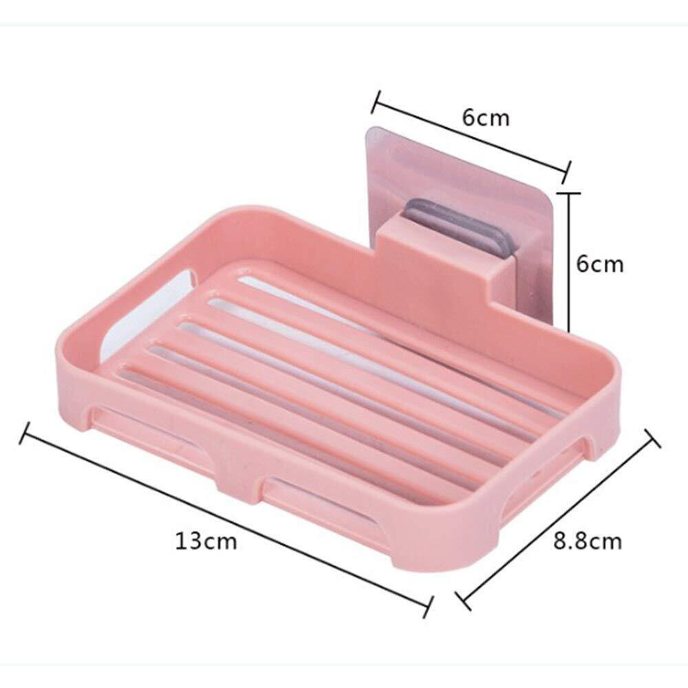 QONETIC Plastic Soap Holder(Pack Of 3)For Bathroom,Caddy Organizer Shelf Without Drilling,Wall Mounted Self Draining Soap Dish Hanging Waterproof Box Storage Rack With Adhesive Sticker(3),Multicolor