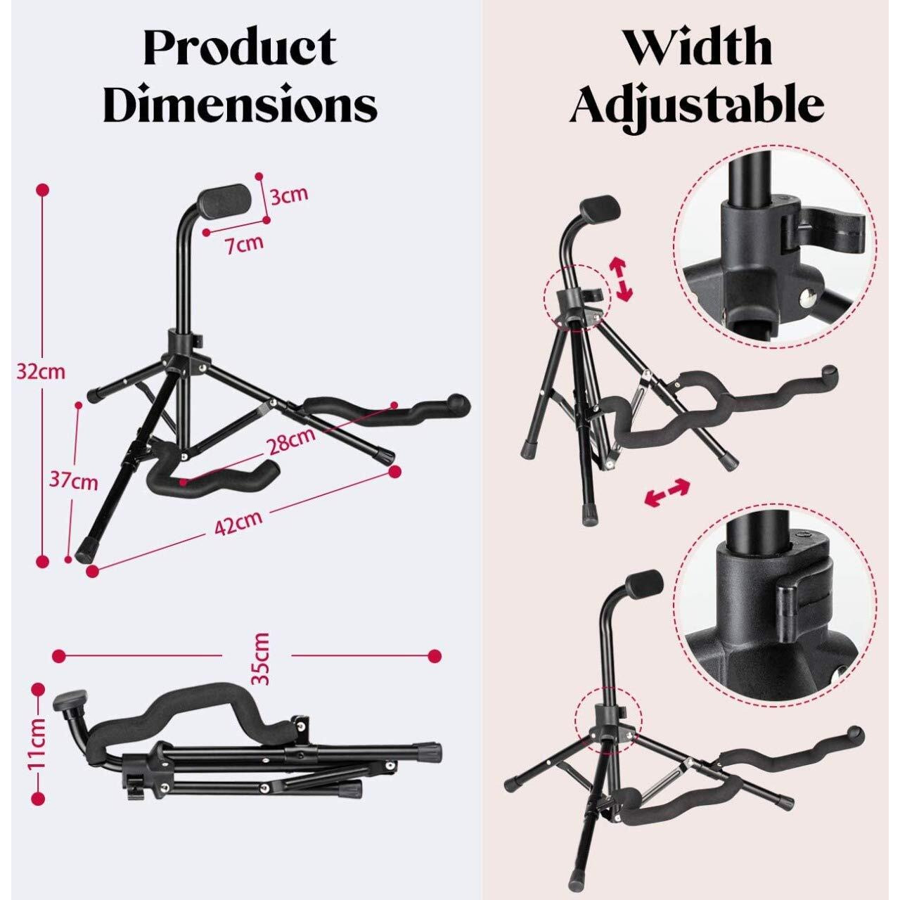 Kadence Guitar Stand Folding, Tripod, Metal Universal for Acoustic guitar, Electric Guitars, Ukulele, Violin, Banjo and Mandolin (NK51)