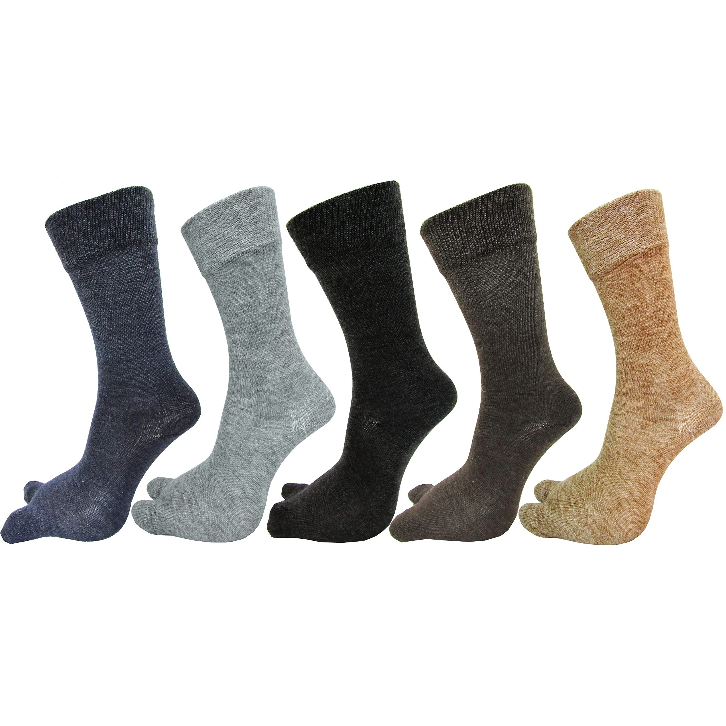 RC. ROYAL CLASS Women Warm Calf Length Thumb Woolen Multicolored Socks, Pack of 5