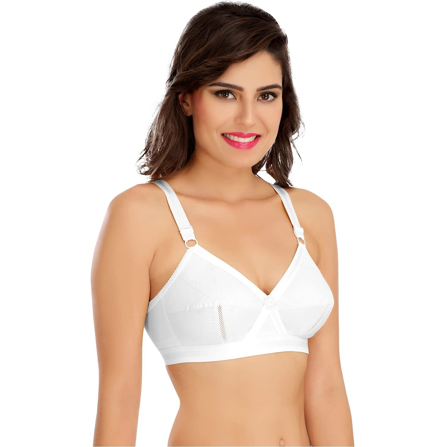 SONA Women s Perfecto Cotton Full Coverage Non-Padded Wirefree Everyday Bra - Anti Bacterial - Side Support Shaper (Pack of 1_White_112E)