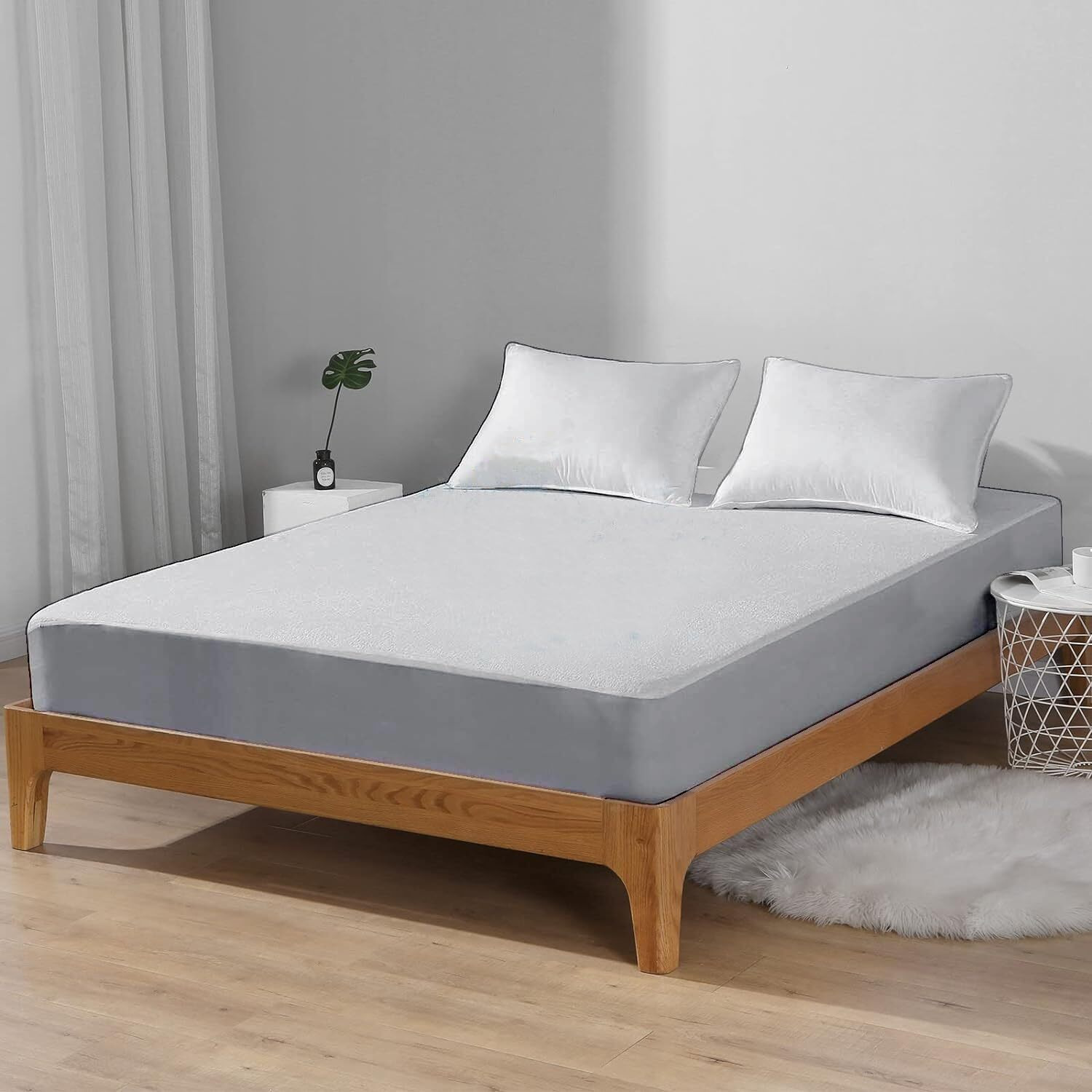 Trance Home Linen Premium 220 GSM+ 84  x 48  Cotton Terry Waterproof Mattress Protector | Elasticated Fitted Style Non-Toxic Bed Protector | Mattresses Cover (84x48 inch | 7x4 feet_ Grey)