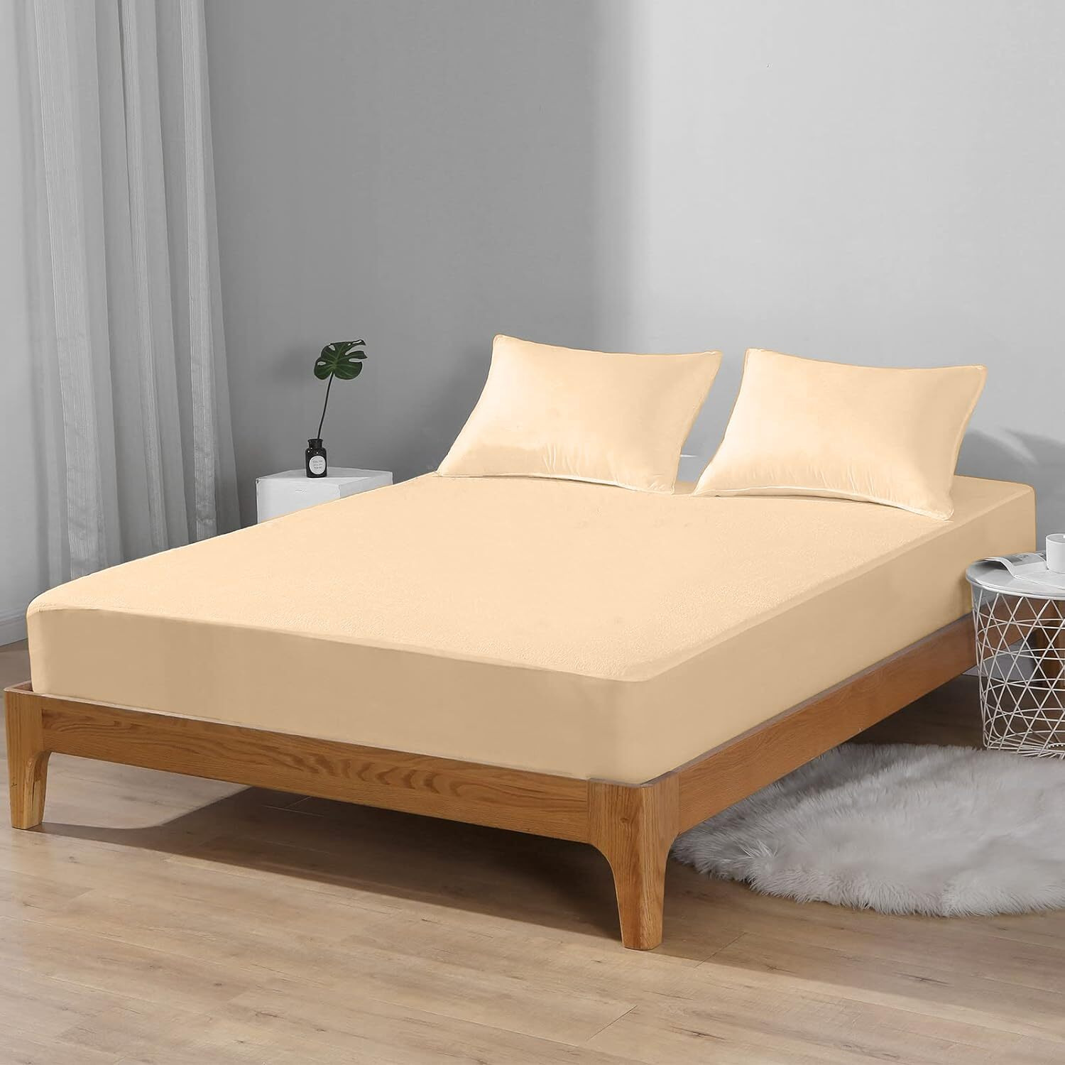Trance Home Linen Premium 220 GSM+ 84  x 48  Cotton Terry Waterproof Mattress Protector | Elasticated Fitted Style Non-Toxic Bed Protector | Mattresses Cover (84x48 inch | 7x4 feet_ Brown)