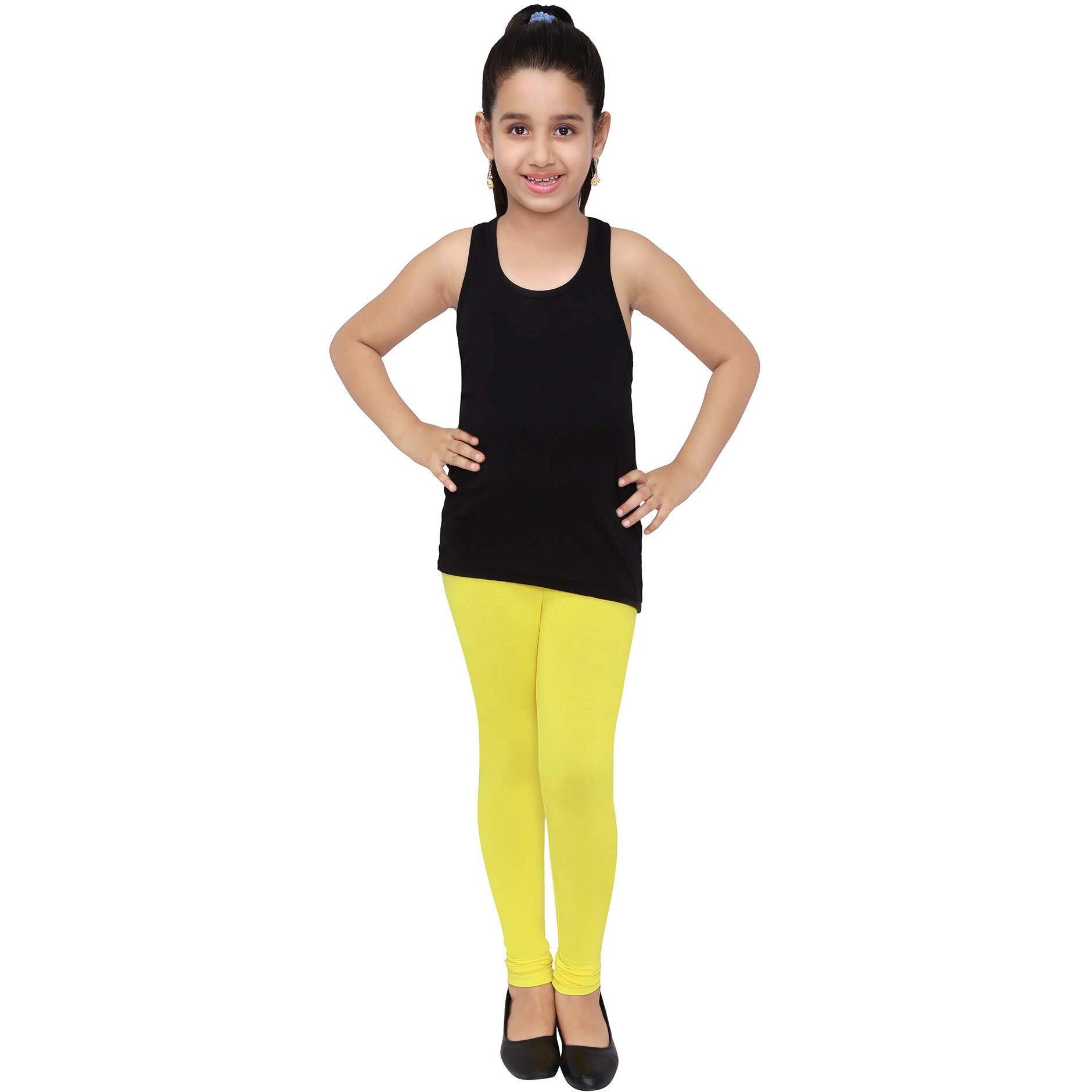 Robinbosky Premium Girls Yellow Leggings(15-16 Years(40), Turmeric)
