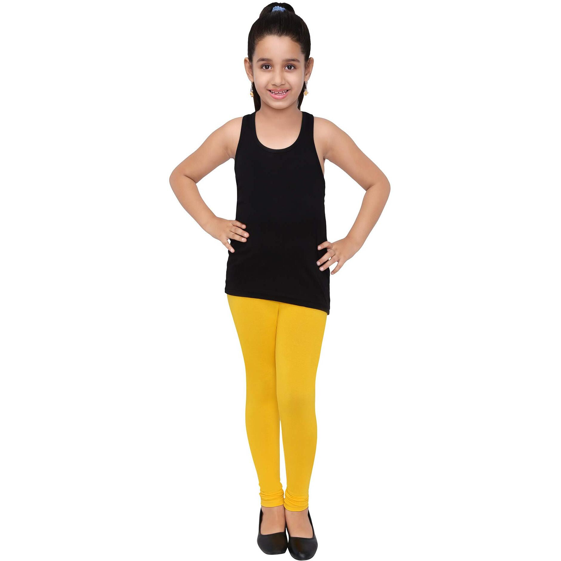 Robinbosky Premium Girls Yellow Leggings(12-13 Years(36), GOLDENGLOW)
