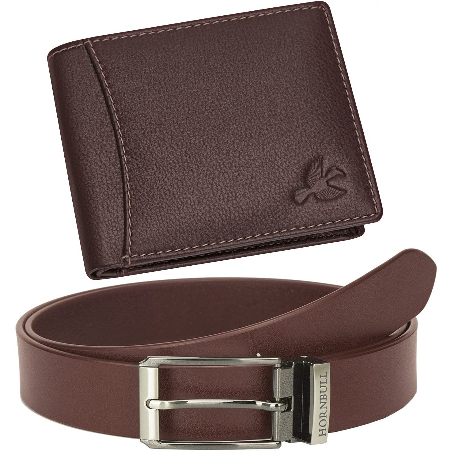 HORNBULL Mens Combo Brown Wallet and Belt | Gift Combo for Mens | Wallets Men BW9295