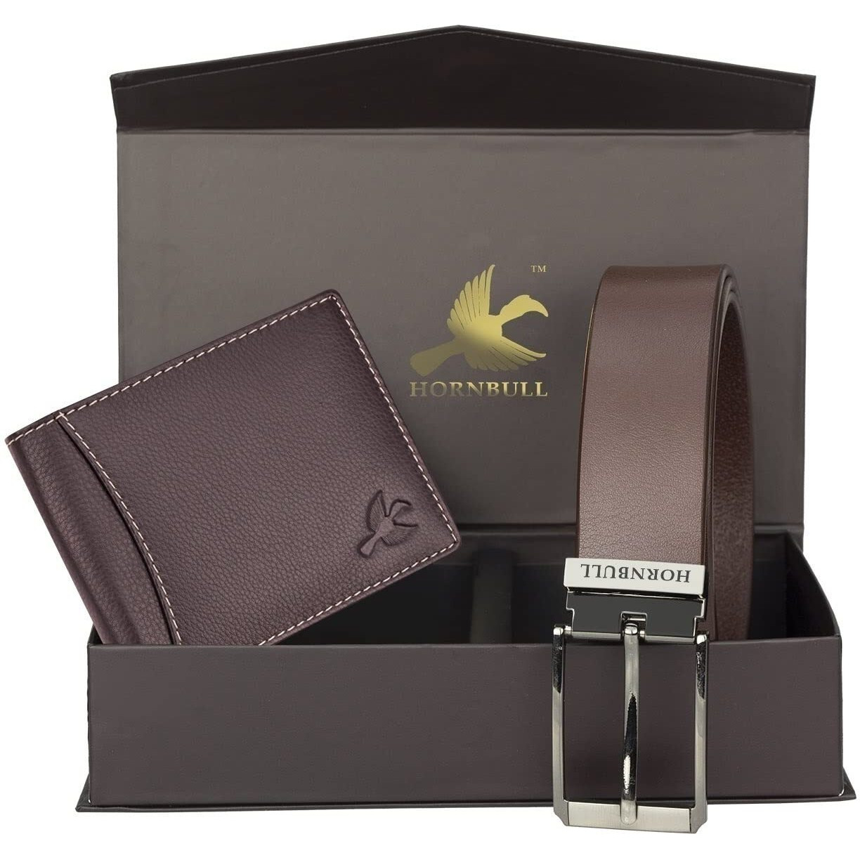 HORNBULL Mens Combo Brown Wallet and Belt | Gift Combo for Mens | Wallets Men BW9295