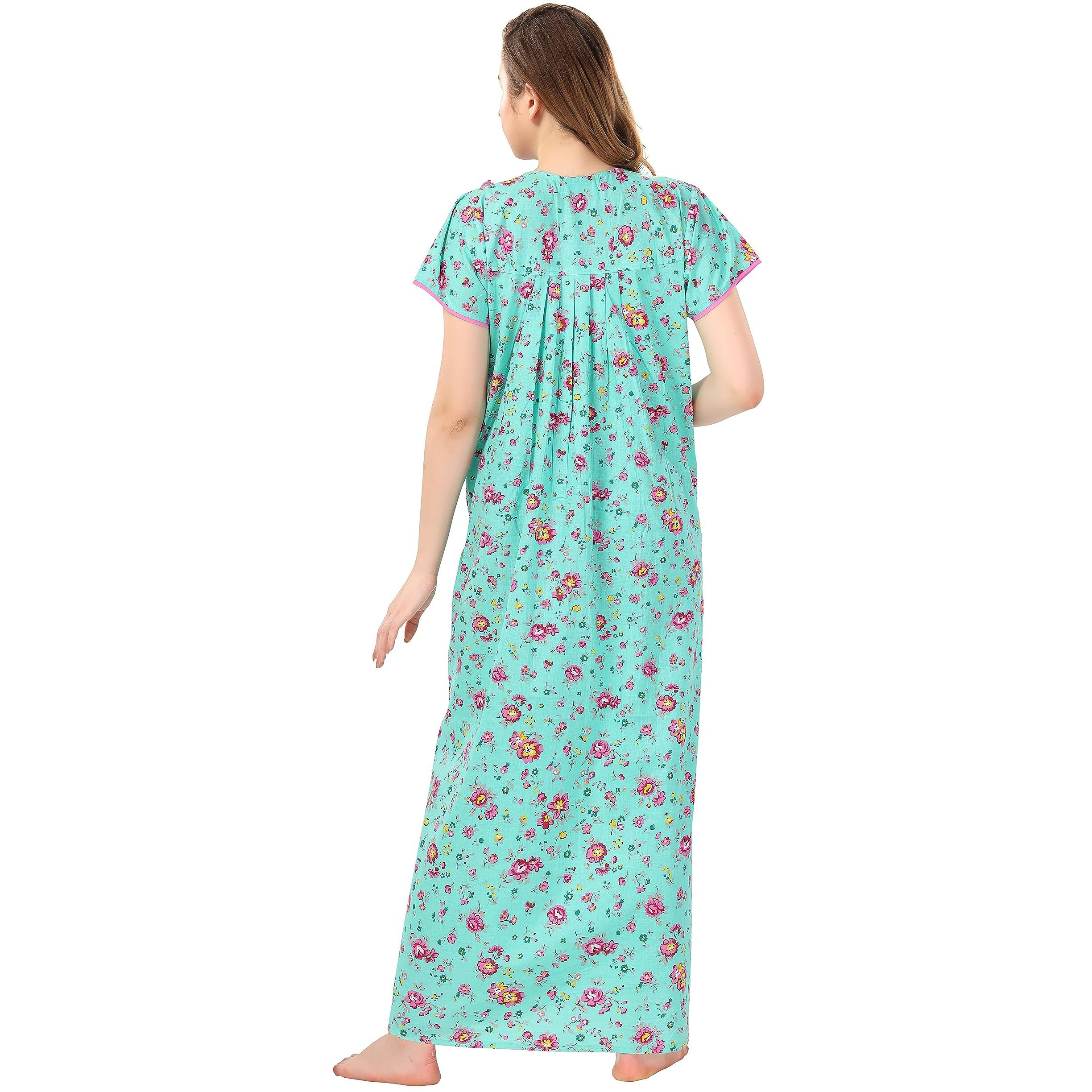 Soulemo Women Pure Cotton Floor Lenth Green Nighty 499BS