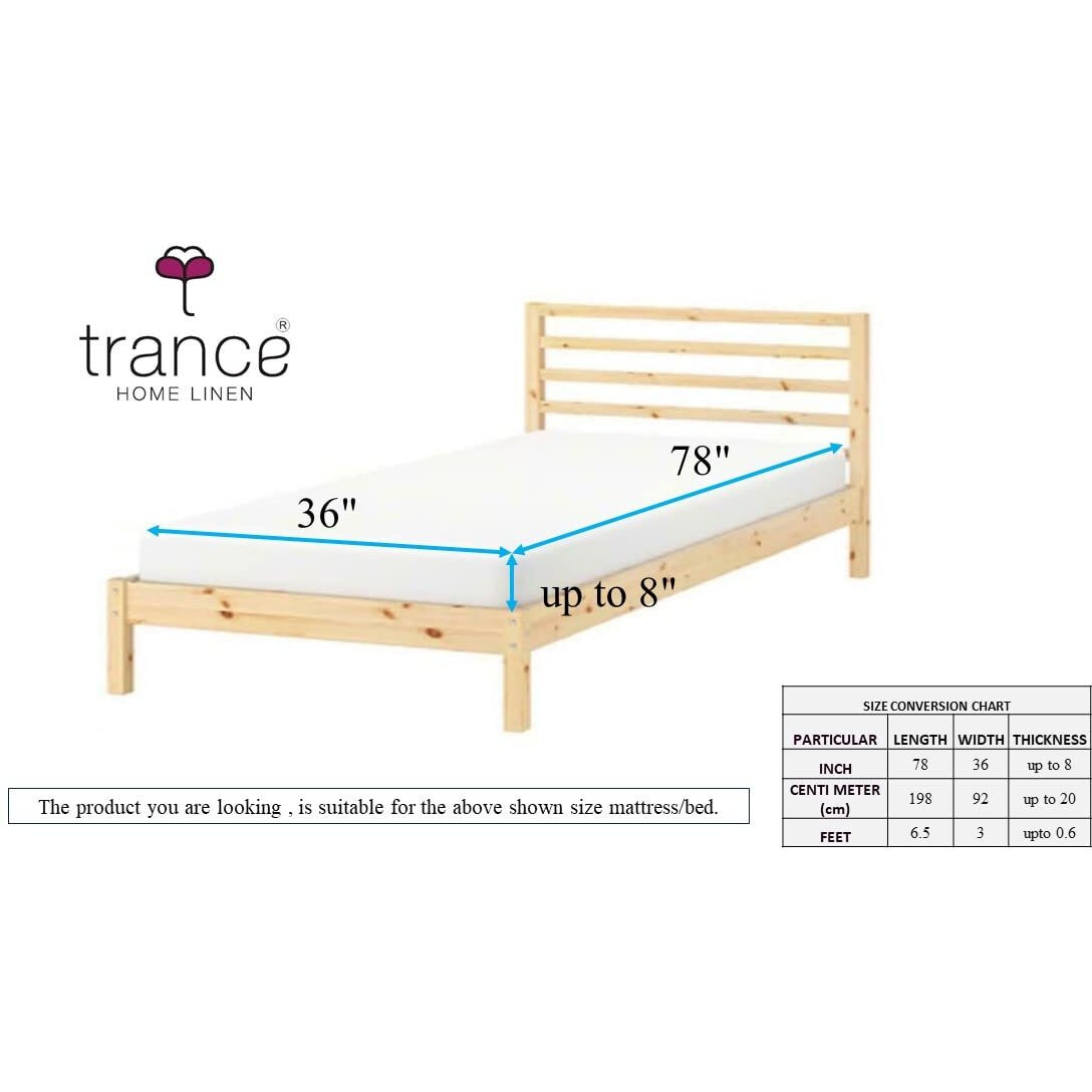 Trance Home Linen Premium 220 GSM+ 78 x 36 Single Bed Size Cotton Terry Waterproof Mattress Protector | Elasticated Fitted Non-Toxic Bed Protector | Single Bed Mattresses Cover (78x36 inch, Ink Blue)