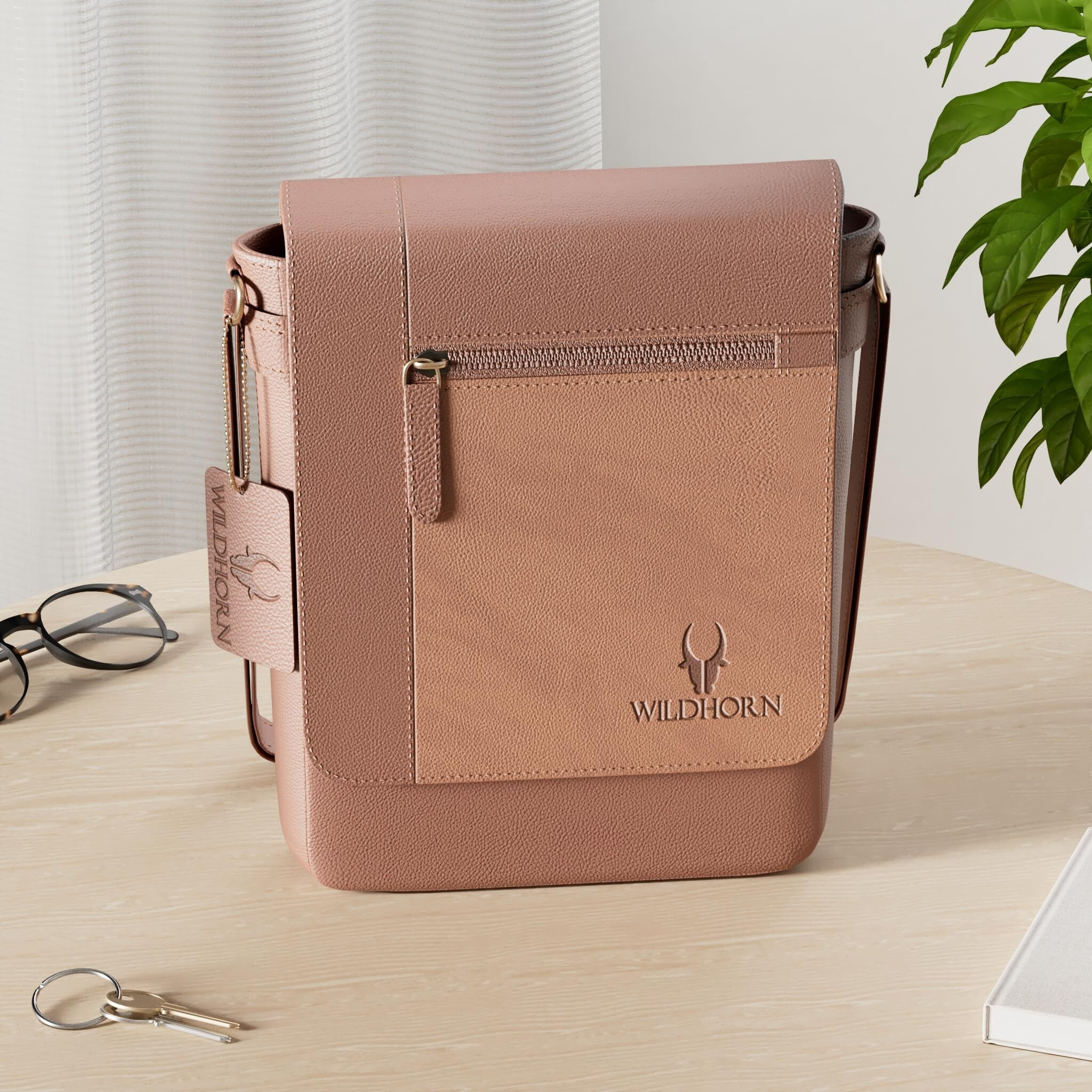 WILDHORN Leather Sling Messenger Bag for Men I Multipurpose Crossbody Bag I Travel Bag with Adjustable Strap I IDIMENSION L- 8 inch H- 10.5 inch W- 2.75 inch