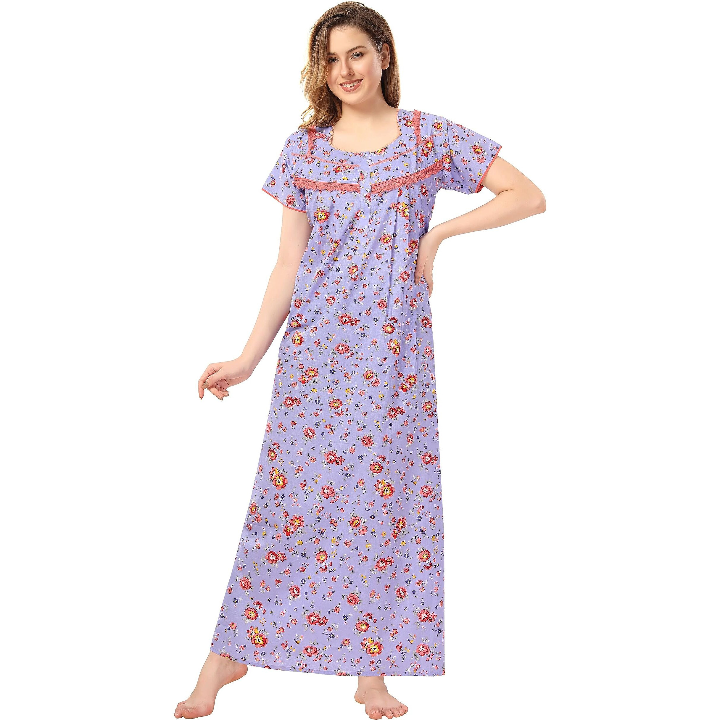 Soulemo Women s Cotton Paisley Maxi Nighty (499LXS, Indigo, XS)