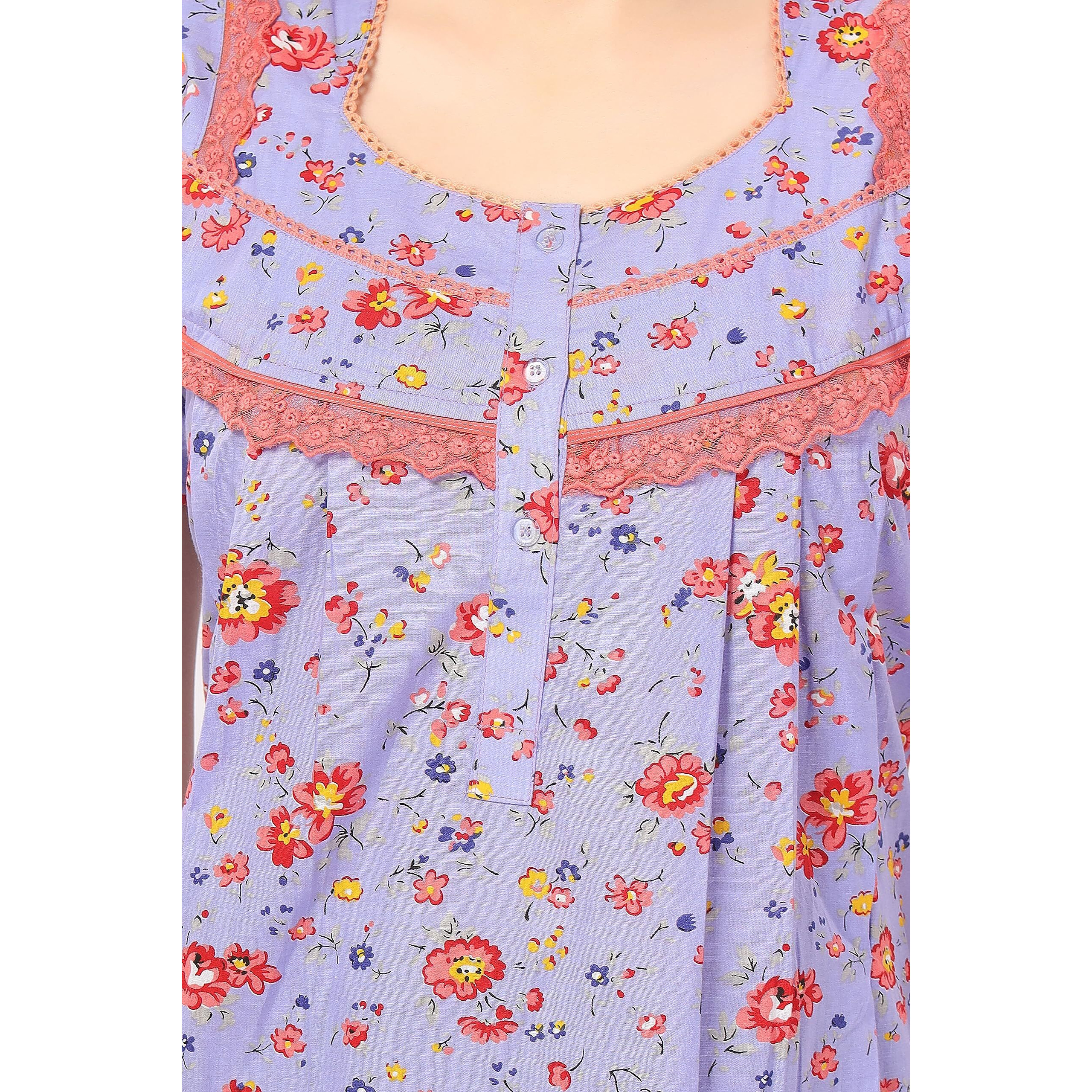 Soulemo Women s Cotton Paisley Maxi Nighty (499LXS, Indigo, XS)