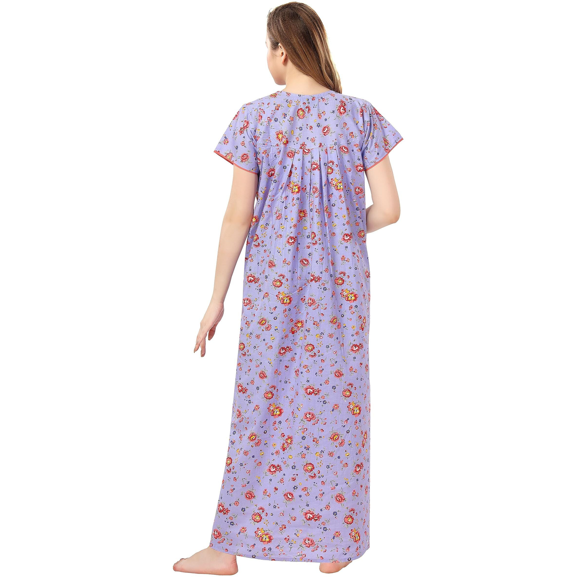 Soulemo Women s Cotton Paisley Maxi Nighty (499LXS, Indigo, XS)